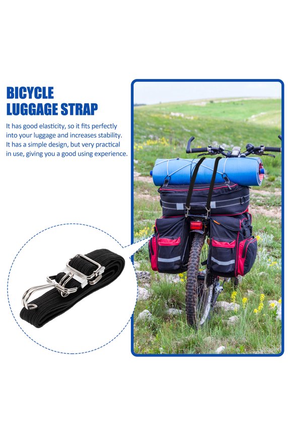 1Pc Sturdy Black Elastic Cargo Binding Strap for Motorcycle and Luggage Use