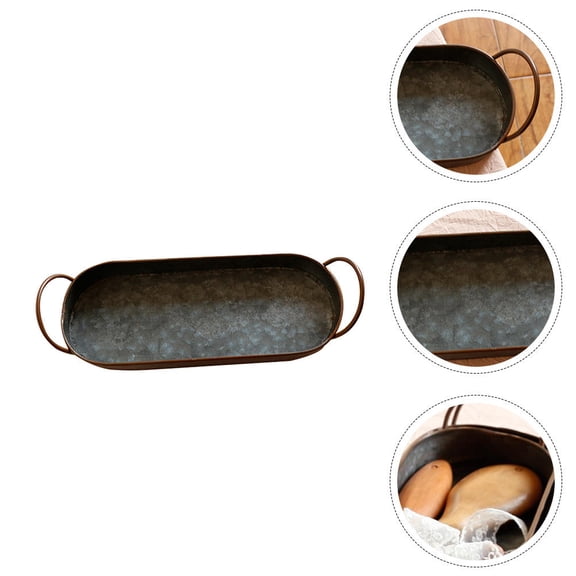 STRANDCHIC 1Pc Farmhouse Wrought Iron Tray with Handles for Nuts, Sundries, Pallet Display and Home Decoration