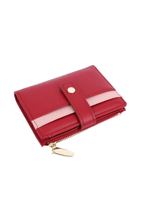 1Pc Practical Red Woman Wallet PU Material with Smooth Surface for Coins Bills and Receipts