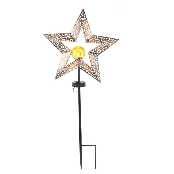 STRANDCHIC 1Pc Garden Ground Solar Light Golden Hollow Out Star Modeling Yard Decor Lamp