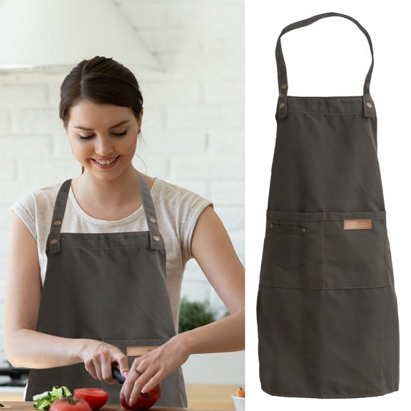 STRANDCHIC 1Pc Black Chef Apron with Pocket Adjustable Neck Strap for Comfortable Kitchen Cooking