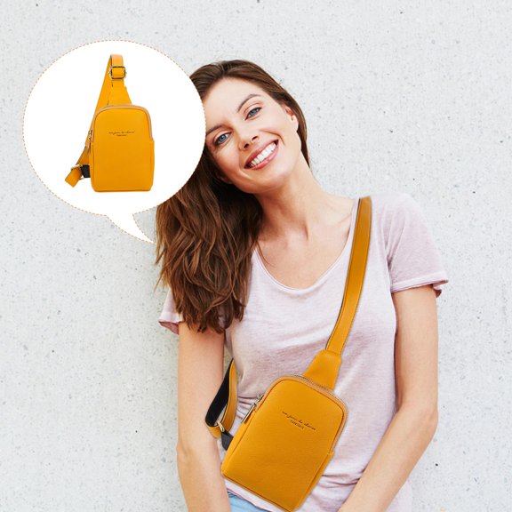 STRANDCHIC Women's Outdoor PU Waist Bag Yellow with Dual Pockets Practical and Stylish