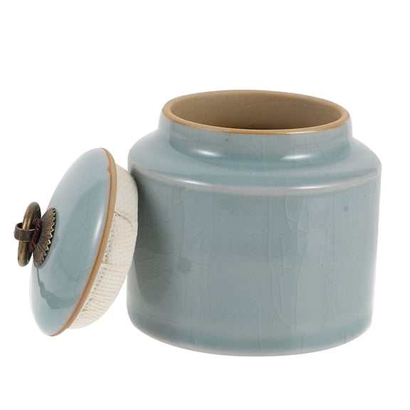 STRANDCHIC 1Pc Large Capacity Blue Ceramic Storage Jar for Home and Kitchen Use