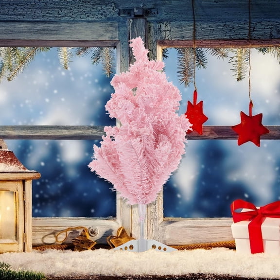 STRANDCHIC Flocking Christmas Tree Desktop Decoration for Holiday Xmas Party Home Office Decor