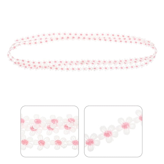 STRANDCHIC 1Pc Pink Flower Trim Ribbon for Sewing Durable Polyester Silk Wedding Decoration