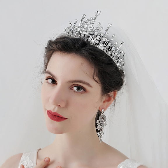 STRANDCHIC 1Pc Plated Silver Rhinestone Bridal Tiara Wedding Crown Elegant Hair Decor for Special Occasion