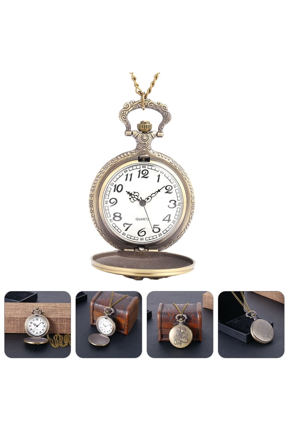 Vintage Pocket Watch Necklace for Women, Quartz Timekeeping Pendant, Elegant Design for Collectors and Formal Events