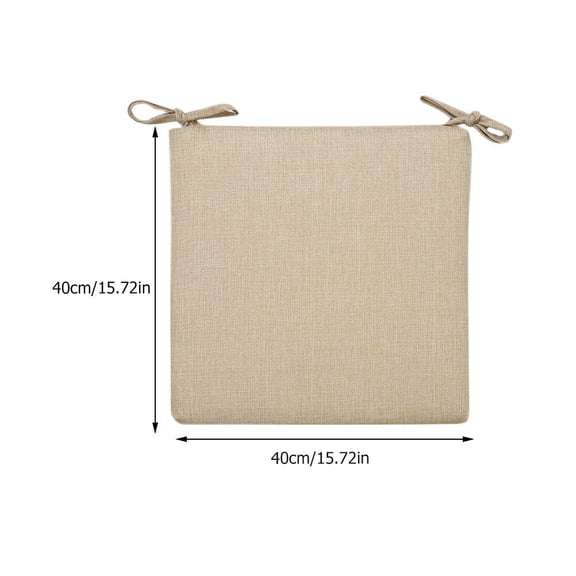 STRANDCHIC 1Pc Simple Beige Linen Seat Cushion for Office Sofa Chair Pad with Zipper Cover