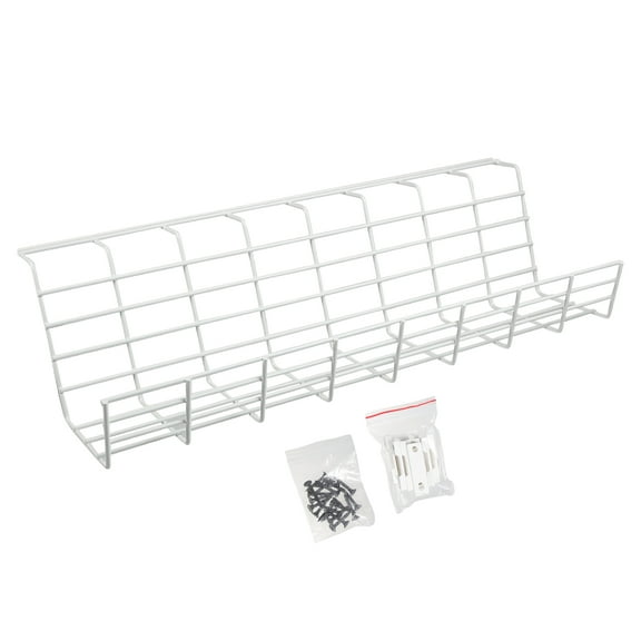STRANDCHIC 1Pc White Under Desk Cable Management Shelf Strong Iron Wire Organizer for Desk