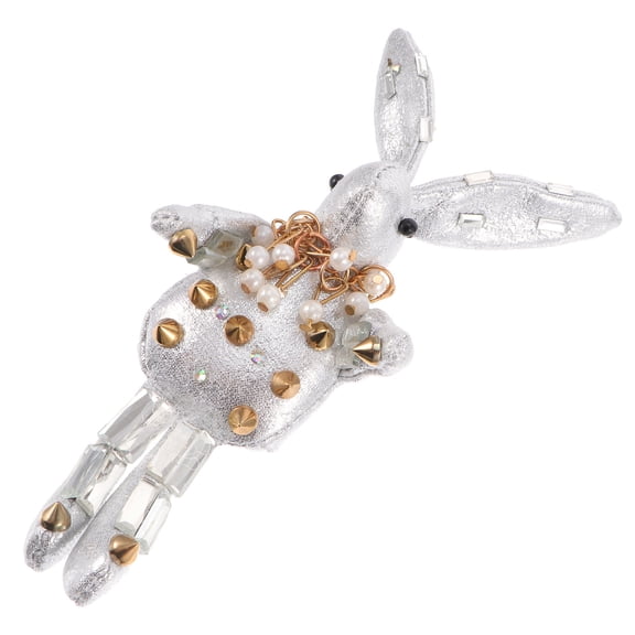 STRANDCHIC 1Pc Rabbit Shape Alloy Key Ring with Cotton Stuffing for Stylish Bag Or Phone Pendant