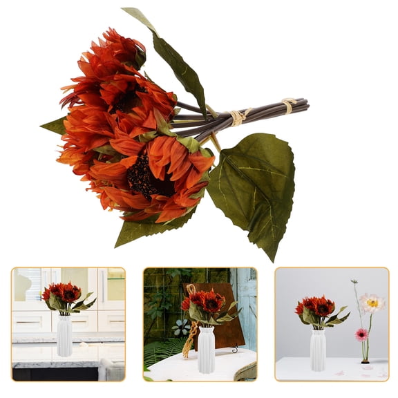 STRANDCHIC 1Pc Realistic Simulation Sunflower Bouquet in Yellow for Wedding Party and Indoor Decoration