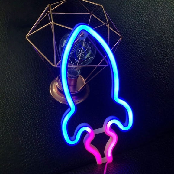 STRANDCHIC 1Pc Rockets Shape Neon Lamp Blue PVC Decorative Night Lamp for Family