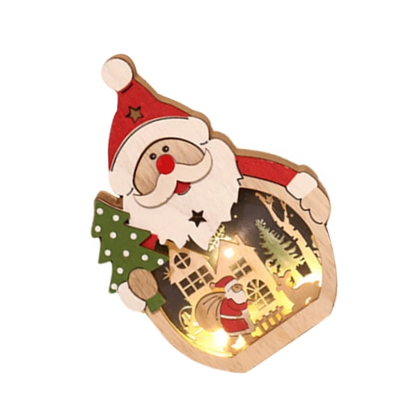 STRANDCHIC Rustic Wooden Santa Figurine LED Light Holiday Decor for Home Multi-Purpose Christmas Decoration