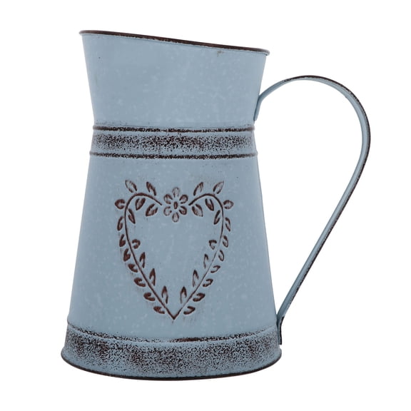 STRANDCHIC Rustic Grey Metal Flower Bucket - Decorative Floral Holder for Home Decor, Dinner Parties, Weddings, and Events