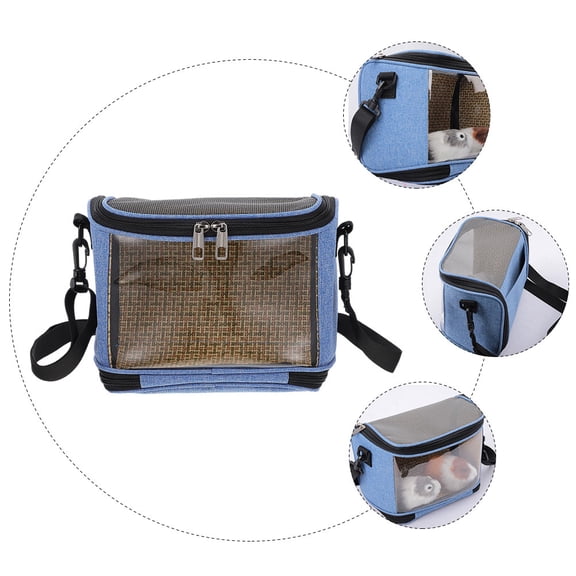 STRANDCHIC Small Animal Travel Bag Blue for Pets with Clear Window Design 1Pack