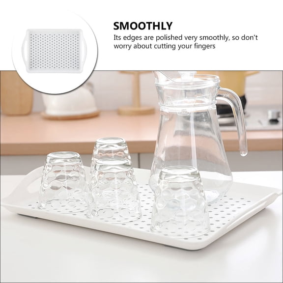 STRANDCHIC 1Pc Dinner Tray Gray Dots Plastic Anti-slip for Food Serving