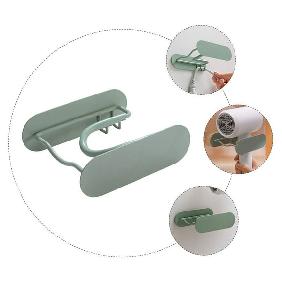 STRANDCHIC 1Pc Stylish Green Hair Dryer Holder Wall Mounted Carbon Steel Stand for Home