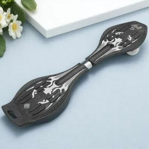 STRANDCHIC 1Pc Swing Skateboard Black Glitter Wheel Two Wheel Board Shockproof Outdoor Use