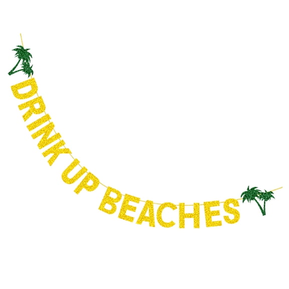 STRANDCHIC 1Pc Golden Hawaiian Party Banner Hanging Pennant Decoration for Luau Tropical Celebration