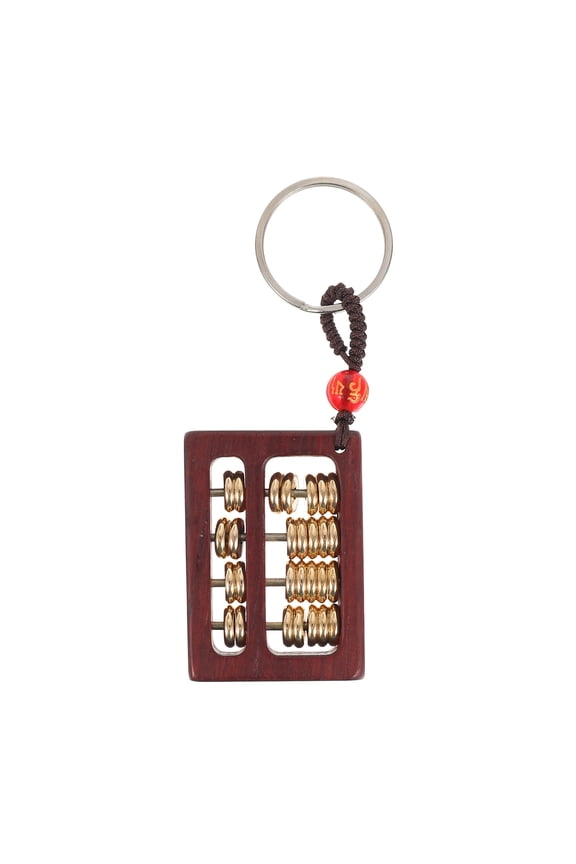 Abacus Keychain Hanging Wooden Brown Retro Design Keys Hanging Decor 1Set