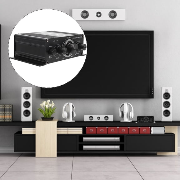 STRANDCHIC Small Aluminum Alloy Speaker Amplifier, Compact Black Audio Equipment Accessory, Simple Design for Clear Sound