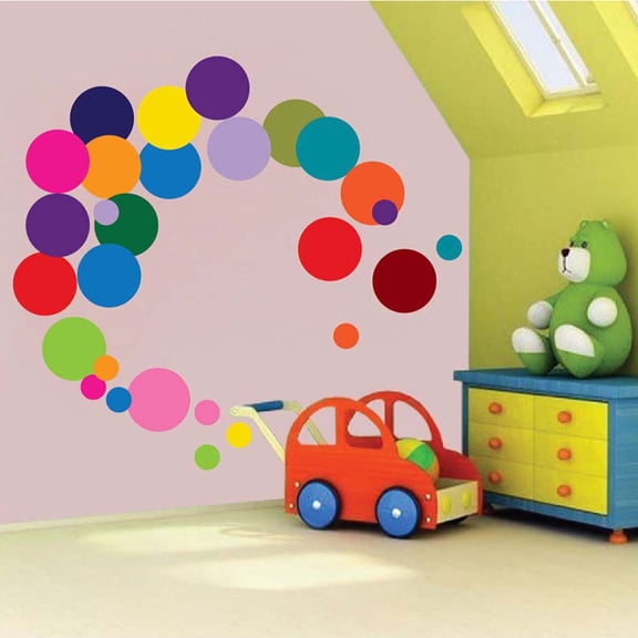 STRANDCHIC 1Set Polka Dots Wall Decals PVC Self Adhesive Easy to Stick and Peel Wall Decor