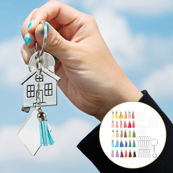 STRANDCHIC 1Set Decorative Sublimation Blank Keychain Acrylic Key Pendant for DIY Use