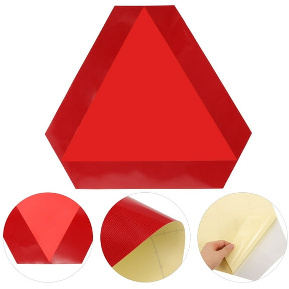 STRANDCHIC 1Set Red Aluminum Slow Moving Vehicle Sign Triangle for Cars Reflective 16.3X14.2X0.04In