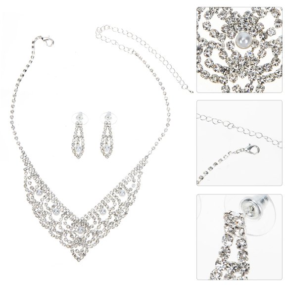 STRANDCHIC Bridal Jewelry Set for Women, Bright Luster Necklace and Chain Wedding Accessories