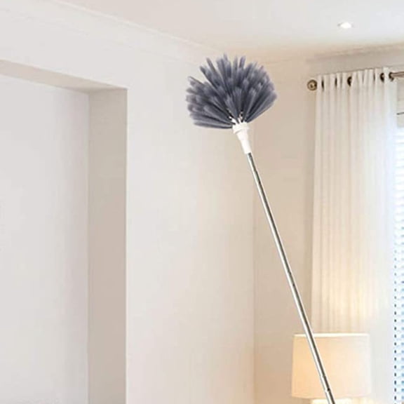 STRANDCHIC 1Set Static Adsorption Microfiber Duster with Pole for Safe Furniture and Lamp Cleaning
