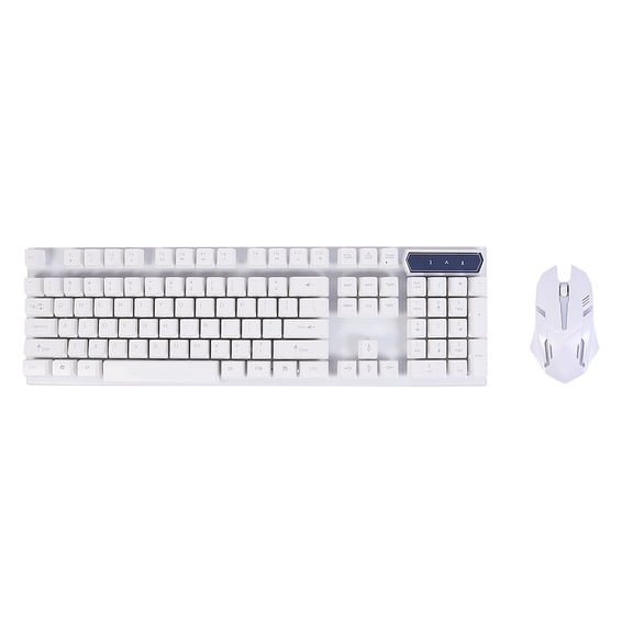 STRANDCHIC Wired Keyboard and Mouse Combo with White Backlight, USB Gaming and Office Set, and Comfortable Design