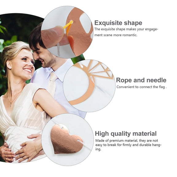 STRANDCHIC 2 Sets Engagement Party Pulling Flags Banner Paper Decorations for Wedding Celebration