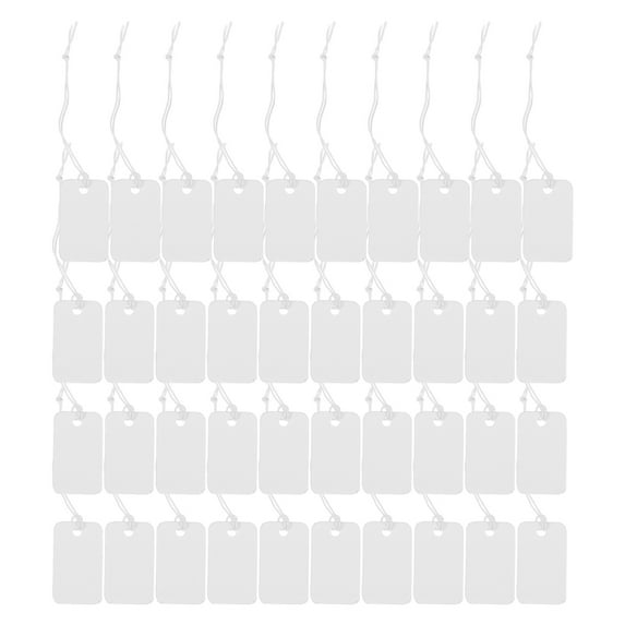 STRANDCHIC 200Pcs White Paper Price Tags for Jewelry with String, and Practical Label Tags for Retail