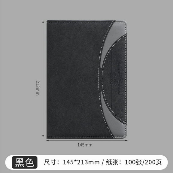 STRANDCHIC Black PU Cover 2026 Notebook with Monthly Index for Office and Home