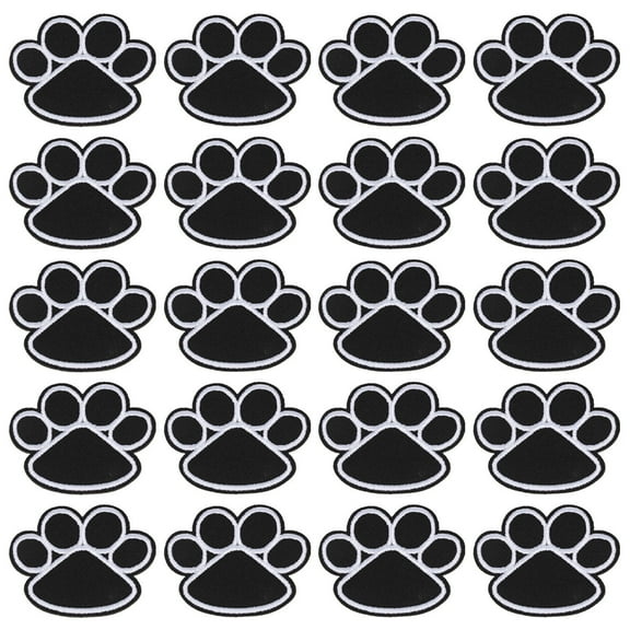STRANDCHIC 20Pcs Embroidered Dog Paw Patch Black Cloth Stickers for Personalizing Clothes and Bags
