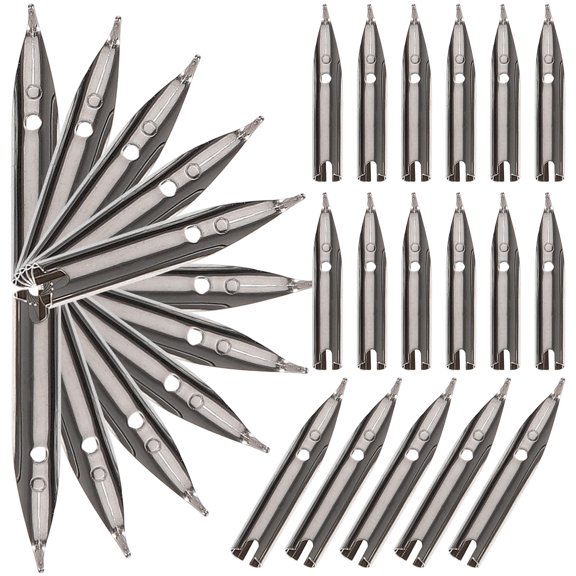 STRANDCHIC Silver Metal Nibs for Fountain Pen Calligraphy Writing Supplies 20Pcs