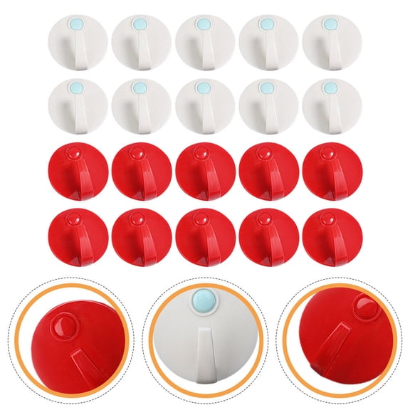 STRANDCHIC 20Pcs Red Plastic Wall Hooks Self Adhesive Punch Free Hooks for Living Room and Bedroom