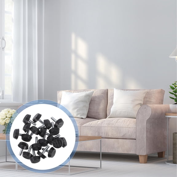 STRANDCHIC 20pcs Threaded Furniture Leveling Feet Iron Furniture Leg Levelers Black Heavy Desks