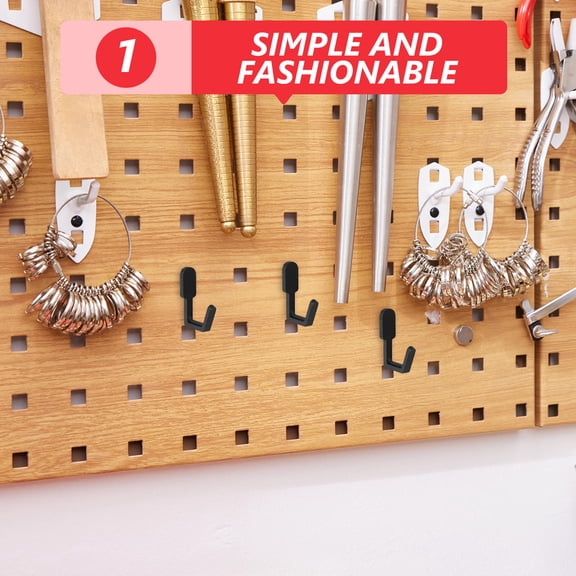 STRANDCHIC 20pcs Black Grid Wall Hooks Modern Home Decor HIPS Organizer for Kitchen Bathroom Bedroom