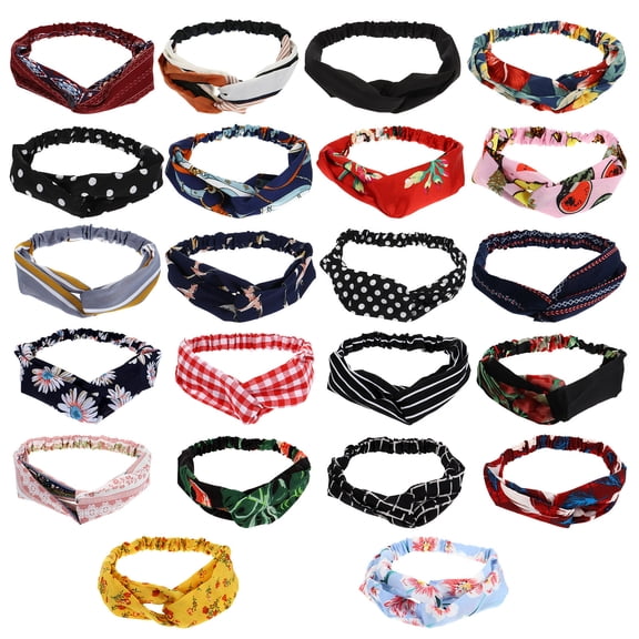 STRANDCHIC 22Pcs Elastic Headband Assorted Color Criss Cross Design Comfortable Moisture Absorbing Hair Wrap