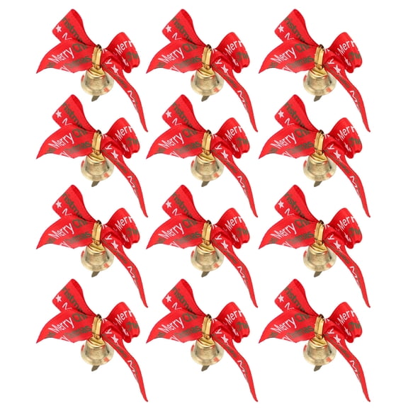 STRANDCHIC Red Christmas Bows, Eye-Catching Decor, Polyester and Ferroalloy, 24Pcs