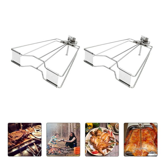 STRANDCHIC 2PCS Barbecue Grill Clamp Durable Stainless Steel Heat Resistant Grill Accessories for Friends