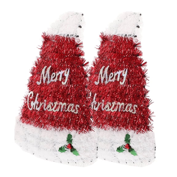 STRANDCHIC 2-Pack Cute Santa Claus Hat Ornaments for Christmas Tree, Window, Fireplace Holiday Decoration