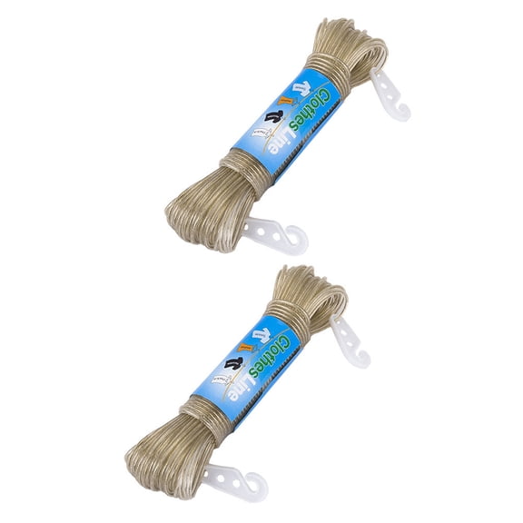 STRANDCHIC 2-Pack Anti-Skid Clothes Drying Rope with Hooks, Portable Clothesline for Indoor and Outdoor Use, and Easy to Install