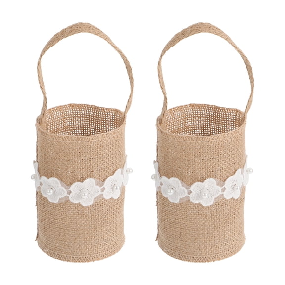 STRANDCHIC Burlap Flower Baskets Assorted Color Lightweight Linen Wedding Decor Storage