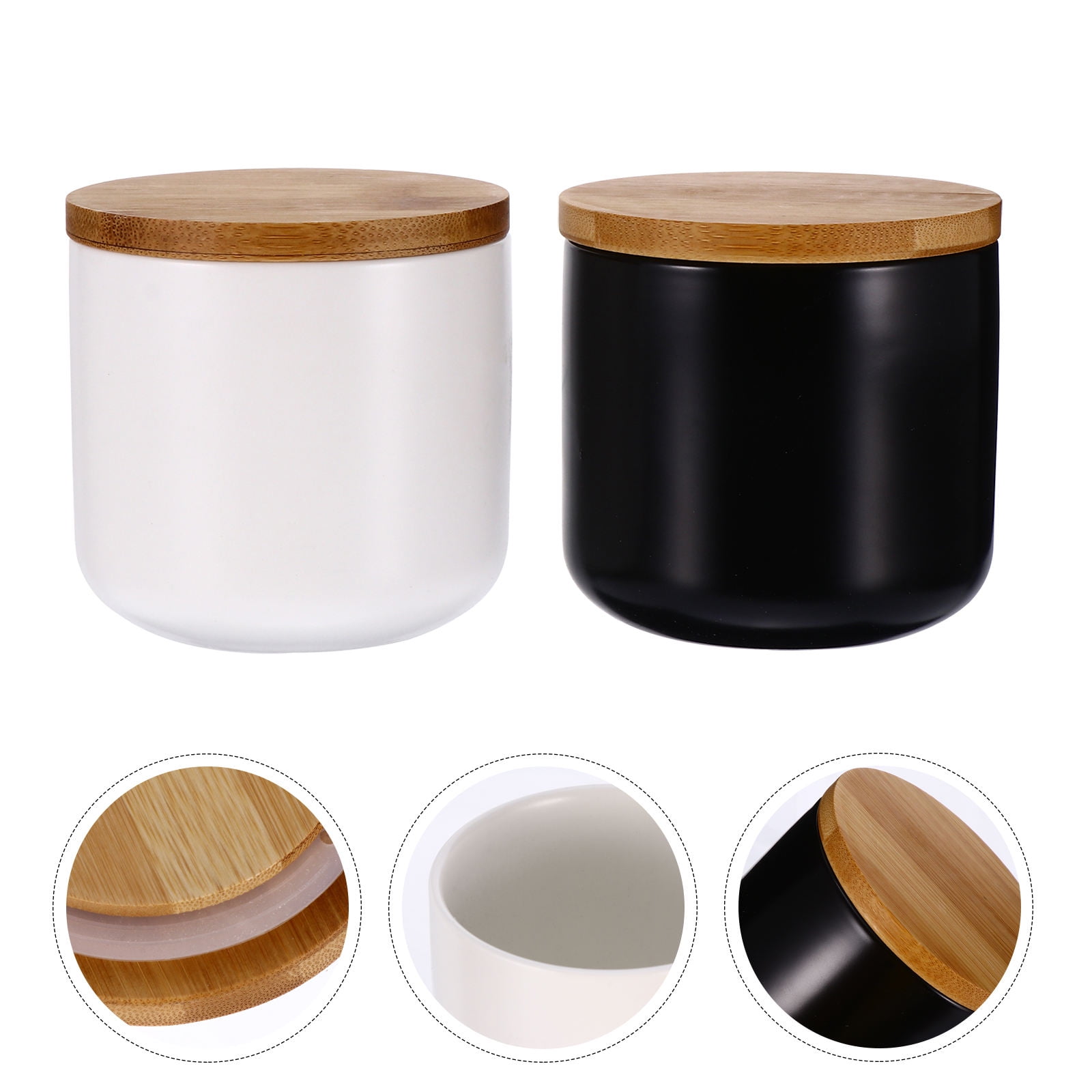 STRANDCHIC 2Pcs Ceramic Tea Containers White Storage Jars for Dry Goods ...