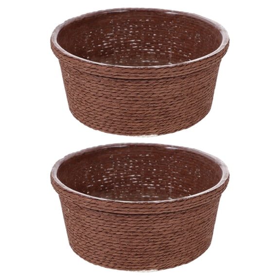 STRANDCHIC 2-Pack Chocolate Rattan Plant Pots Natural Flower Baskets for Indoor Outdoor Green Plant Display