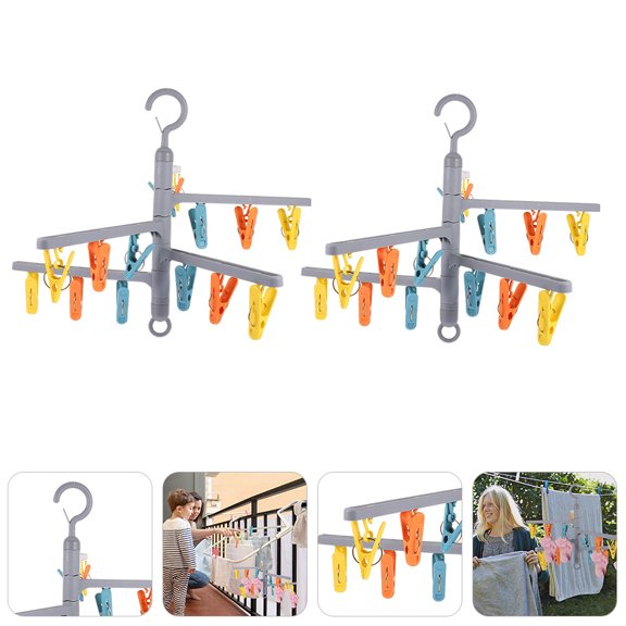 STRANDCHIC 2Pcs Laundry Drying Rack for Dormitory Use with Rotatable Function