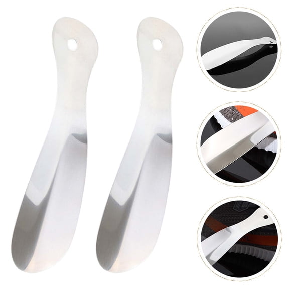 STRANDCHIC 2Pcs Portable Stainless Steel Shoe Lifter Tool Smooth Comfortable Surface for Household Use