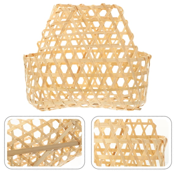 STRANDCHIC 2Pcs Creative Fruit Basket Handheld Bamboo Storage Container for Home Decoration